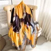 Scarves Elegant Silk Scarf Hijab For Women Luxury 180*90cm Pashmina Shawl Wraps Muslim Spring Beach Stoles Echarpe 2022 Design