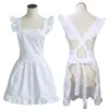 Förkläden w0yf ruffles disposition retro vitt förkläde med fickor justerbar viktoriansk piga bib274j