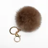 1pc Trinket Pompons Keychains Faux Rabbit Fur Keychain Fluffy Keyfob Trinkets Pom Pom (Gold Color Chain)