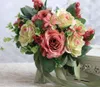 Dekoracyjne kwiaty wieńce ślubne bukiet ślubny sztuczny jedwab róża piwonia kwiat różowy druhna impreza Prom dostaw dekoracji tabeli