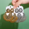 Vintage Etniczne Grawerowane Round Dangle Tassel Kolczyki Dla Kobiet Kobiet Moda Biżuteria Wedding Ornament Akcesoria Prezenty