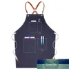 Delantal de vaquero cocina restaurante barbero ropa de trabajo pintura barista leche flor tienda delantales impermeables1