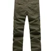 ICPANS мужские брюки хлопок повседневные военные груз со многими карманами армии Хаки плюс размер 30-44 210715