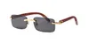 Solglasögon 2023 Brand Women Designer Solglasögon för män Aluminium Solglasögon Polariserade UV400 Buffalo Horn Sun Glasses Woman Mens Frameless Wood Solglasögon OE2P