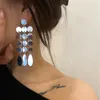 Boucle d'oreille Punk pour femmes, Design Unique, couleur argent, chaîne en flocons ronds, grand et Long pompon, personnalité, bijoux en couches