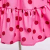 Летняя девушка хлопок повседневное платье Puff рукав в горошек роза красное ярусное платье для девочек 2-10 лет детская одежда Q0716