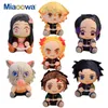 7st/Lot 20cm Cartoon Demon Slayer Plush Toys Kawaii Kamado Tanjirou Agatsuma Zenitsu Kamado Nezuko Stoppade dockor härlig kudde Y211119