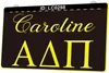 LC0298 Caroline Alpha Delta Pi Light Sign Gravação 3D