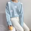 Cute Clouds estilo coreano mujeres suéter Kawaii suelto grueso Harajuku ropa para mujeres manga larga vintage suéter de punto 210914