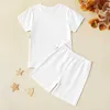 Summer 2pcs Kid Unisex Short-sleeve Cotton Shorts Suit Vacation Suits 210528