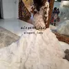 Plus Size African Syrenki Suknie Ślubne 2022 Vestido de Noiva Royal Długi pociąg Aplikacje Ruffles Suknie ślubne z długim rękawem