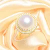 Cluster anneaux Ashiqi Natural Natural Freshater Pearl Solid 925 Sterling Silver Ring Women Party 10-11 mm Big Bijoux