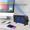 Projection Alarm Clock Digital Ceiling Display 180 Degree Projector Dimmer Radio Battery Backup 210310