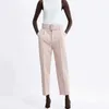 TRAF Za Women Pants Fashion High waist Brown Black Woman Trousers office Beige Streetwear Female clothing 210925