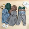 Clothing Sets Born Infant Baby Boy Girl Autumn Jumpsuit Outfit Solid Color Long Sleeves Hooded Romper And Drawstring Trousers Set 0-24M