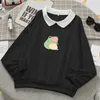 Frog Swearshirt Grafische esthetische Oversize Kleding Harajuku Katoenen Pullover Feminino Hoodies met Pocket Kawaii Hoodie voor meisjes 210927