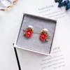 Stud warmhome trendiga smycken emalj glasyr koppar söt tusensköna blomma svamp pärla kvinnor örhängen mode