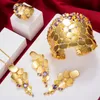 Earrings & Necklace Blachette Fashion Luxury Gold Wide Necklack Bangle Ring 4PCS African Women's Bride Wedding Party Exquisite Jewelry Set