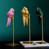 Nordic Creative Resin Simulated Animal Parrot Bird Crafts Ornaments Gold Modern Home Desktop Decoration Miniature Figurines 210827