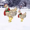 الدجاج الضوئي مع وشاح عطلة الديكور أدى عيد الميلاد في الهواء الطلق زينة المعادن الحلي ضوء عيد الميلاد ساحة الزينة LLA10669