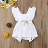 8 Colors Newborn Infant Back cross Bow Jumpsuits Baby Ruffle Romper Solid Color 2019 Summer fashion Boutique kids Climbing clothes8942358