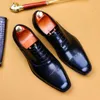 Lacing Mens Italiano Sapatos formais Genuíno Negócio de Couro Negócio Oxford Party Sapatos Preto Café Quadrado Cabeça Vestido Sapato