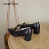 SOPHITINA Pumps Frau Weiß Spitze Zehe Echtes Leder Mental Wave Form Dekoration Hohe Quadratische Ferse Büro Dame Schuh FO01 210513