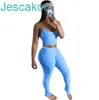 Vrouwen 2 Tweedelige Set 2022 Designer Zomer Outfits Trainingspakken Effen Kleur Sling Sports Pak Sexy Dames Casual Sport Home Kleding