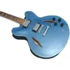 Aangepaste winkel Dave Grohl DG Guitar 335 Metallic Blue Semi Hollowguitar Body Jazz Electric Guitarra Dual Diamond Holes Split Whit3408351