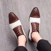 New Dress Brogue Leather Shoes For Men Luxury British Retro Mixed Color Oxfords Classic Gentleman Wedding Prom Shoes footwear