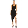 Summer Women Sexy Designer Mid-calf Black Bandage Dress Elegant Prom Celebrity Bodycon Party Vestido 210527