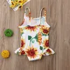 0-24m doğumlu mayolar ayçiçeği baskı toddler çocuklar bebek kız mayo tek parça yüzme takım elbise plaj kıyafetleri çocuk kıyafetleri