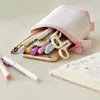 Pencil Bags -up Case Pouch Stor kapacitetshållare Stationery Bag med dragkedja Makeup School 3 Fack EM88