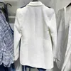 2021 nouveau printemps automne blanc à manches longues Double boutonnage costume manteau femme femmes Chic T Blazer veste X0721