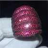 Luxury Micro Pave Lab Lab Sapphire CZ Ring Real Black Gold Jewelry Engagement Band de mariage pour femmes Accessoires pour hommes Party6765578
