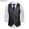 Rainbow Sequin Sprankelend Vest Mannelijke Slim Fit V-hals Paillette Vest Mens Club Party Bruiloft Prom Kostuum voor Zangers Dansers 210522