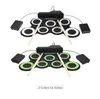 Portable Electronic Digital USB 7 Pads Foldable Drum Set Silicone Electric Pad Kit With DrumSticks Foot Pedal
