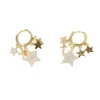 Mini Hoop met Multi Tiny Star Charm Hanger Earring Geplated Gold Silver Color Dames Mooie Kwastje Oorbellen Sieraden