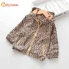 Meisjes Regen Jassen Jassen Cheetah Print Hooded Baby Girl Fall Kleding Warm Bovenkleding Herfst Peuter Jacket 211204