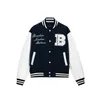 BONELESS 2021AW Baseball-Uniform mit Totenkopf-Stickerei, High Street, lockerer Kragen und Lederjacke