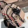 Backpack Women Shoulder Bags Handbag Purse Tote Fashion Classic Stripe Canvas Plaid Zipper Patchwork Color High Quality Artwork La179h