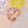 2in1 abnehmbarer Zirkon Kron Ring Set Offen einstellbare Kombination Stapelringe Band Frauen Engagement Hochzeit Geschenk Mode Schmuck