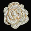 DHL FedEx Express całość Oszałamiająca Austria Kryształy Duży Złoty Tone Rose Flower Broszka Wedding Brouquet Broach