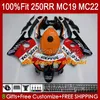 Injektionsformkropp för Honda CBR 250RR 250 RR CC 250R CBR250RR 88 89 112HC.34 CBR 250CC MC19 88-89 CBR250 RR CC 1988 1989 OEM Full Fairing Kit Gul Silvery