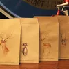 Presentförpackning 10st hjortar målade papper Kraft Bitty Candy Packing Påsar omsluter Creative Cartoon Målning Christmas Party Favor Bag