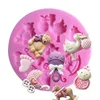 500pcs 7.8*7.8*1cm 3D bébé cheval ours Silicone gâteau moule tourner sucre Cupcake gelée bonbons chocolat décoration SN1965