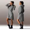 Kvinna Sweatshirt Klänning Hoodies Höstsport Casual Långärmad Split Sweatshirt Hooded Dress Kvinnor Casual Hooded Sweatshirt Y1006