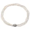 Neckalce di acqua dolce naturale reale personalizzato per le donne, bianca piccola perla di Pearl Five Strands Choker Collana