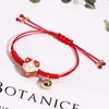 Ceramic Lucky Cat Bell Bracelet Female Student Girlfriends Hand-woven Red Colors Rope Bangle