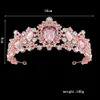 Kmvexo tiaras bruiloft bruids accessoires luxe barok kristal roze koningin kroon vrouwen volwassen cadeau feest haar sieraden